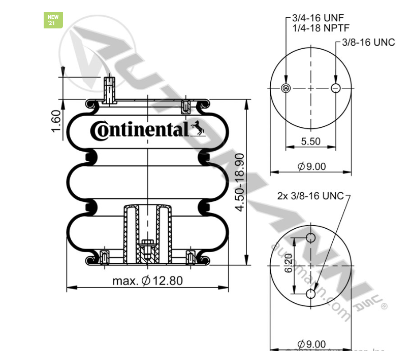 566.CT64573-CONTINENTAL AIR SPRING TRIPLE CONVULATED