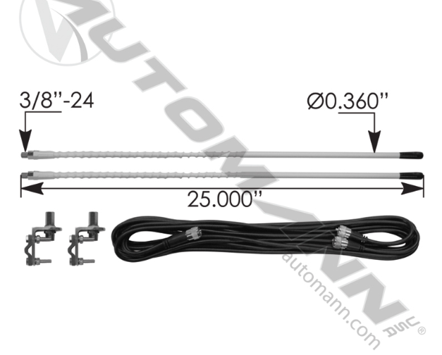 577.CB1005-CB DUAL ANTENNA KIT 24IN WHITE