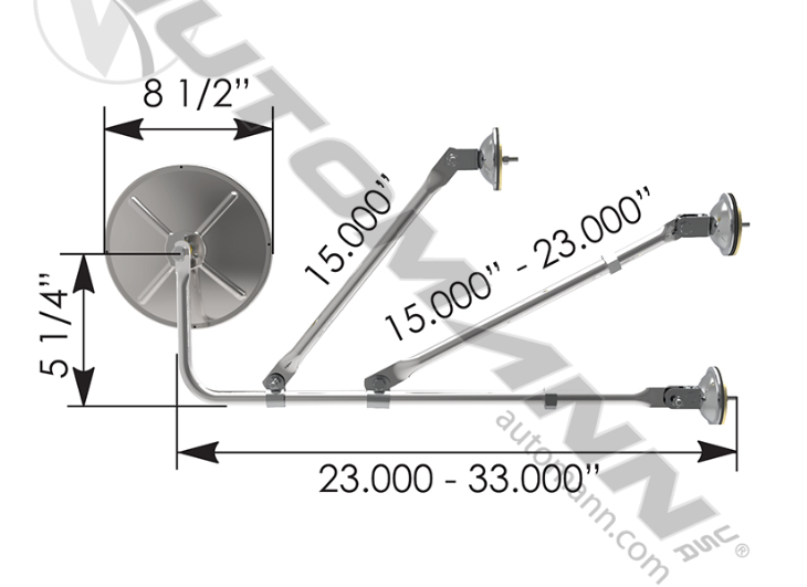 563.9018-FENDER TRIPOD ASSY W/8.5IN MIRROR SS