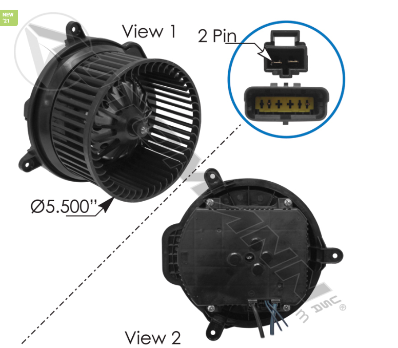 830.21211-BLOWER HVAC FREIGHTLINER M2, Columbia, Cascadia to 2009 VCC T1000904A