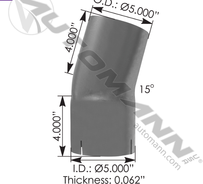 562.U4515E4A-EXHAUST ELBOW 30DEG 5IN 15 DEGID'OD ALZ