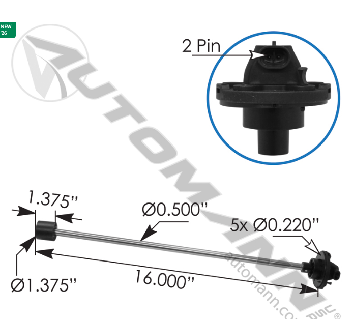 578.46015-Fuel Sender Freighliner..Ordered as:66-00939-462, 6600939462