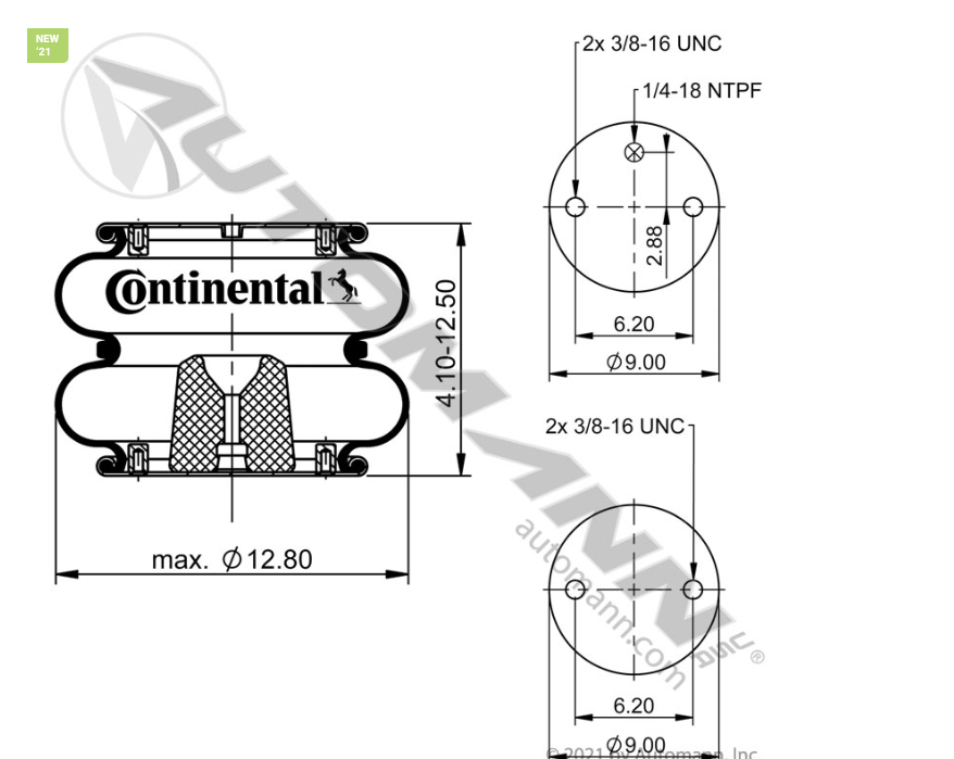566.CT64270-CONTINENTAL AIR SPRING DOUBLE CONVOLUTED 7400, 2B12-309, 64270, 1610769000, S1013