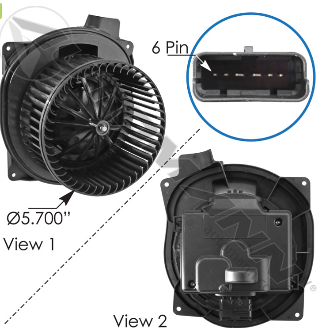 830.21201-BLOWER HVAC BLEND AIR BOA D8587 Freightliner Century Front Cab, Volvo VN Front Cab, VN430/630/67...